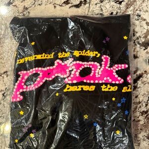 Black Tee with Pink Graphic and Yellow Accents
